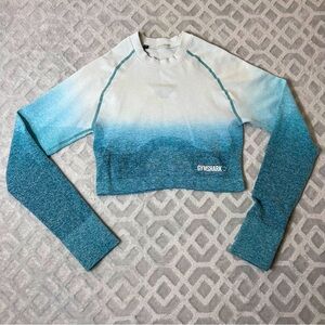 Gymshark Green Ombre Long Sleeve Crop Top Size S